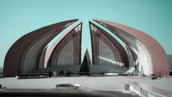 The petal-shaped granite wings of the Pakistan Monument in Islamabad.